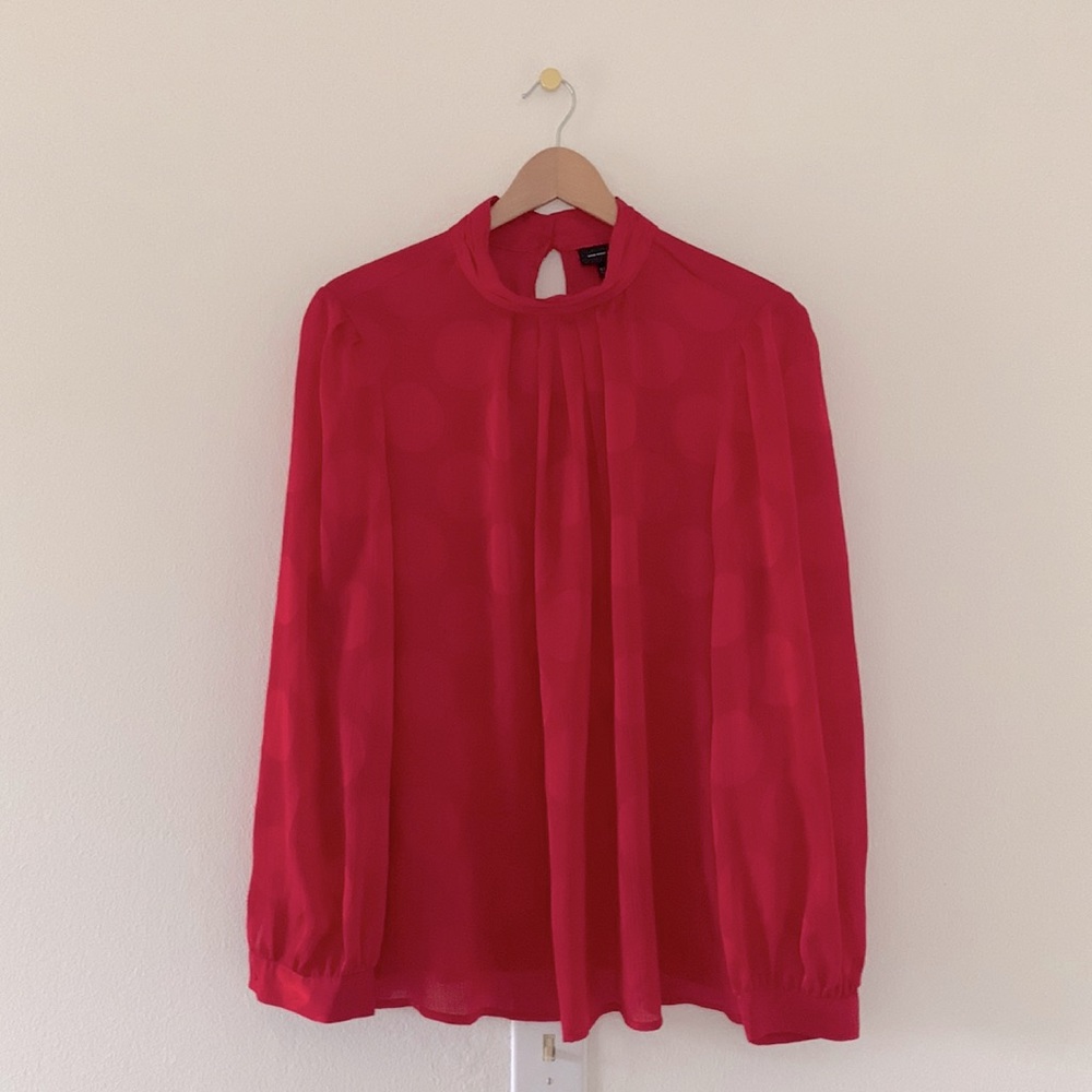 Who What Wear Red High Neck Blouse